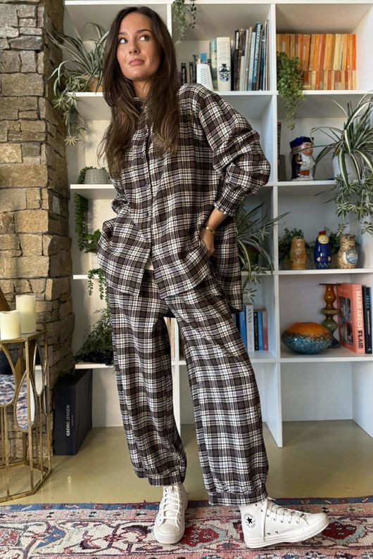 Patrick Plaid Brushed Cotton Demi Bloom Pant Earth